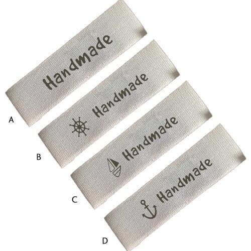 Present Handmade Label Cotton Printed Clothing Labels Hand Made Love Garment Tags Sewing Tag For Hand Work Bags Luaage Gifts Tag
