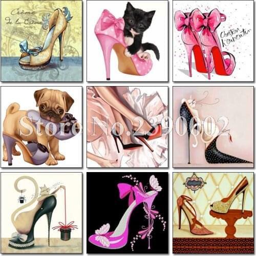 Diamond Painting Cat Female Shoes Full Diamond Embroidery 5d Diy Diamond Cross Stitch Mosaic Stickers Flower Home Decoration