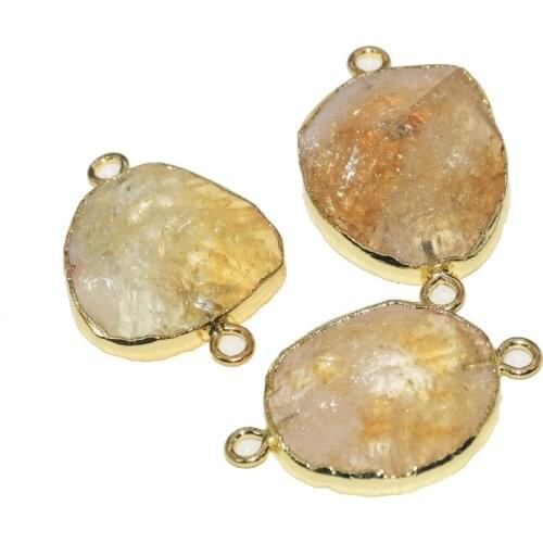 Natural Crystal Quartz Charm Necklaces Pendant femme 2019 Double loop Big Irregular Slice letter gem stone connector for women