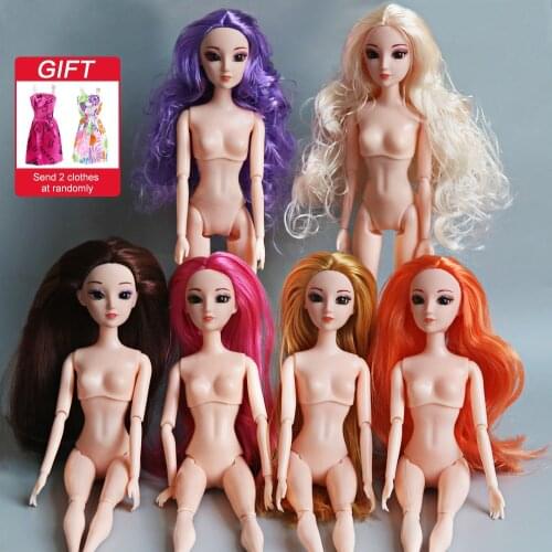 1 PC Nude Doll with Color Hair Head for 1/6 Dolls 12 Joint Moving Bodies DIY Toys Accessories Birthday Gift for Girl