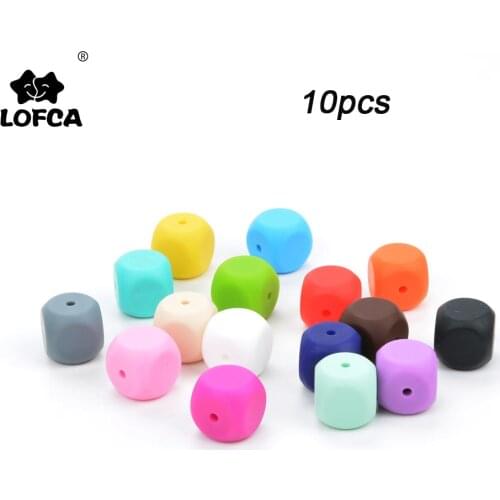 LOFCA 10pcs Silicone Beads Dice shape Baby Teething Beads Food Grade Silicone Beads Pacifier Clip DIY For Teething Necklace