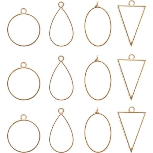 12 Pcs/set Epoxy Border Geometric Hollow Pendant Frame DIY Resin Crafts Necklace Bracelet Jewelry Accessories