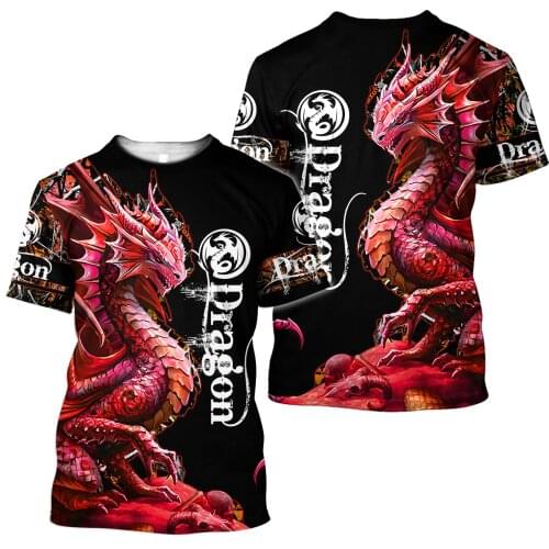 2021 Summer Hipster Men t-shirt Beautiful Red Dragon Tattoo 3D Printed Harajuku Short sleeve T shirts Unisex Casual tops TX0160