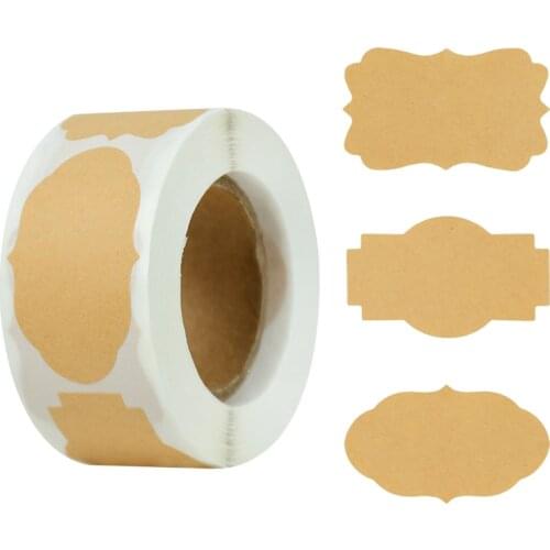 300pcs/roll Kraft Paper Stickers Blank Adhesive Scrapbooking Sticker Gift Package Sealing Envelop Glass Bottle Labels for Decor