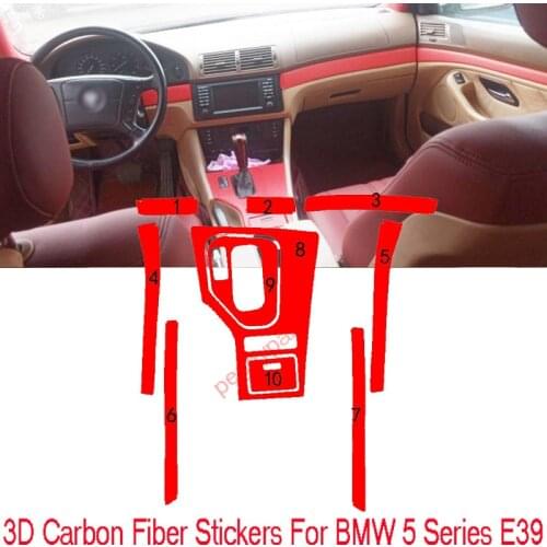 3D Carbon Fiber Car Interior Center Console Color Change Molding Sticker Decals For BMW 5 Series E39 2000-2005