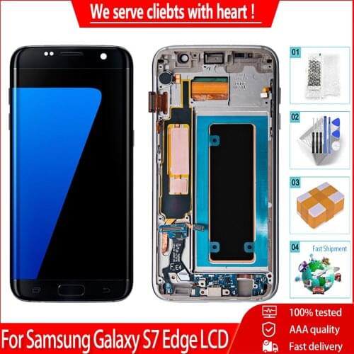 5.5" Super AMOLED For SAMSUNG Galaxy S7 Edge G935 G935F LCD Display Touch Screen Digitizer Assembly Frame Replacement Parts