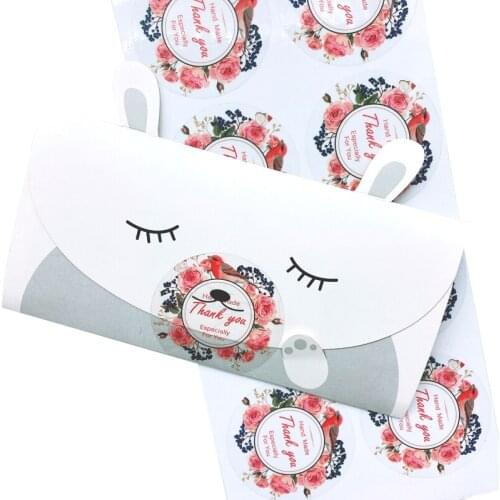 600pcs/lot THANK YOU Bird Wreath Handmade Scrapbook Stickers Paiper Scrapbooking for DIY Personalized Sticker Material Supplies