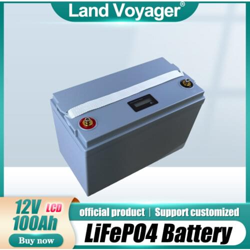 Land Voyager 12V 100AH lifepo4 battery with 100A BMS 4S 12.8V 1200W backup power inverter For RV Campers Solar Golf Carts Marine