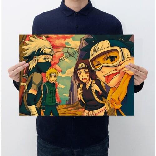 Anime ninja Kakashi Sasuke Uzumaki ninja Q Version Creative Novelty Poster Kraft Paper Retro Decor Painting Home Wall Stickers