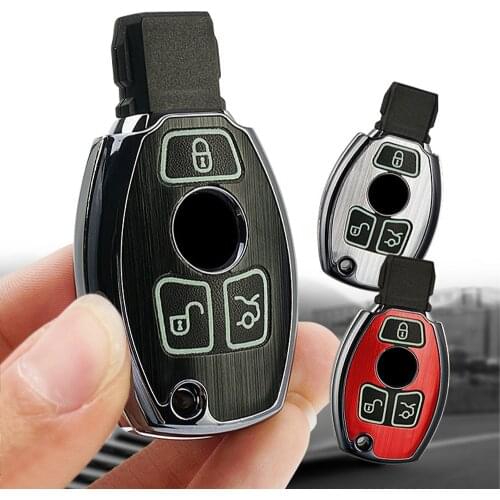 Aluminum Alloy Car Key Case Cover For Mercedes Benz W203 W210 W211 AMG W204 C E S CLS CLK CLA SLK Class Keychain Car Accessories