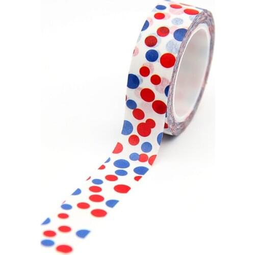 1PC 15MM*10M Colorful Red Blue Dots Washi Tape stickers Scrapbooking DIY Craft Sticky Decorative Adhesive Masking Tape