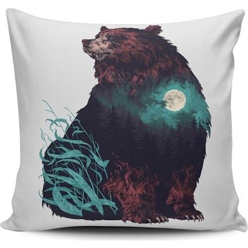 Alaca Nature and Bear Pattern Pillow decorate Pillow