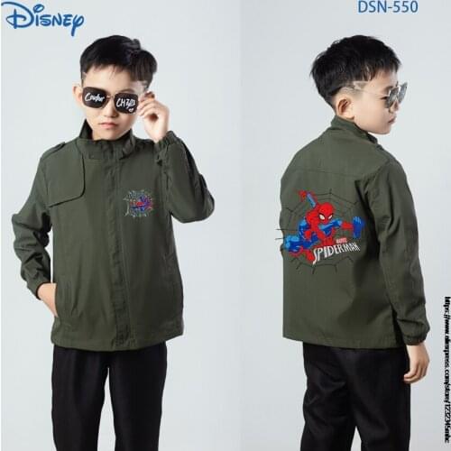 Disney Spider-Man New Boys Girls Wear Childrens Cardigan Zipper Fashion Cartoon Letter Jacket Baby Long Sleeved Size