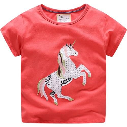2 3 4 5 6 7 Y Toddler Girls T-shirts Cartoon Unicorn Cotton Short Sleeves Shirt for Girls Kids Clothing Fashion Baby Girl Tops T