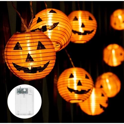 1.5M 10LED Halloween Pumpkin Lanterns String Lights Battery Powered Orange Pumpkin Lights for Halloween Indoor Decorations