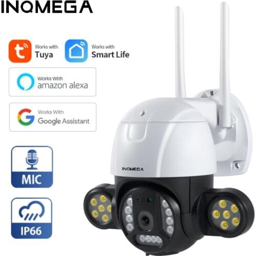 INQMEGA 3MP Wireless Double-beam Camera Humanoid Robot Tracking Monitoring Waterproof PTZ Remote Control Camera