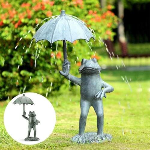 Frog Umbrella Garden Statues Resin Sculptures Ornament Lawn Desktop Home Decoration Handmade Figurine Ornament Statue