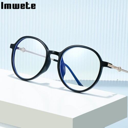 Imwete Round Eyewear 2021 Anti-Blue Light Reading Glasses Retro Radiation Protection Unisex Hyperopia Eyeglasses+1 +2 +3 +4
