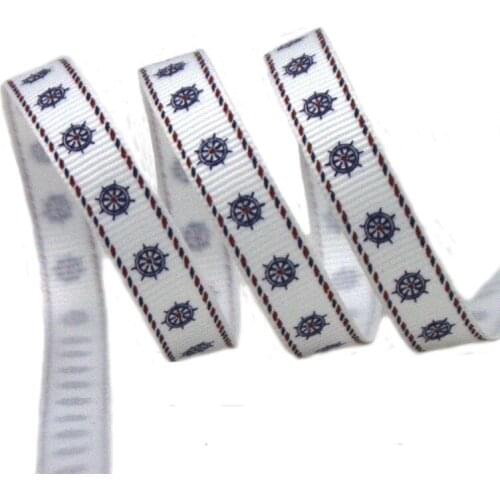 [IuBuFiGo] 10Y 3/8'' 9mm Printing grosgrain ribbon Seagoing vessel helm Ribbon Free Shipping