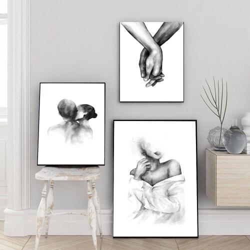 Minimalist Posters And Prints Abstract Wall Art Hold Hands Canvas Painting Sexy Lady Modern Pictures For Living Room Decoration