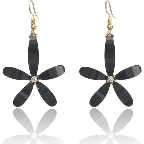 Fashionable Simple Flowers Five Petals Earrings Female Long Models Wild Earrings Ear Hooks Friends Gifts