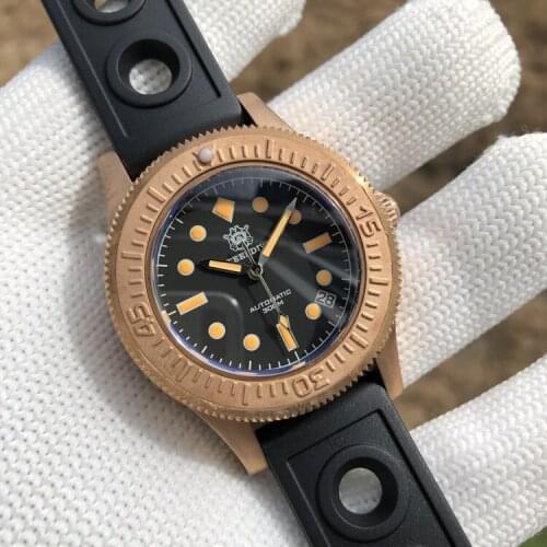 STEELDIVE 62Mas Dive Mens Automatic Watches,Bronze Men Mechanical Watch 300m Waterproof Wristwatch BGW9 Luminous Sapphire Mirror