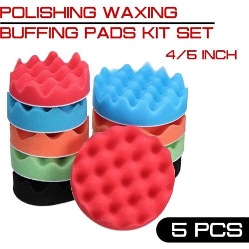 4"/5" 5Pcs Polishing Waxing Buffing Sponge Pads Kit Set Compound For Auto Car Furniture