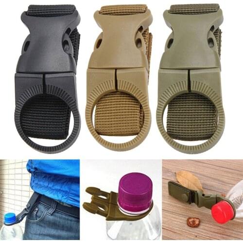 Outdoor Carabiner Nylon Key Hook Molle Webbing Strap Hanging System Belt Buckle Water Bottle Holder Choice of Color