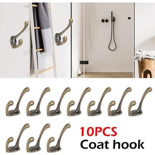 Wall Mounted Coat Rack Heavy Duty Vintage Metal Hooks Rail For Hat Towel Mudroom Bathroom door ceiling hanger organizer 10PCS