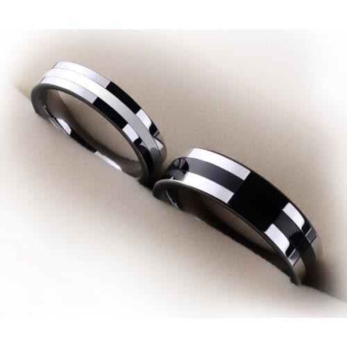 New arrival black and white lovers ring,tungsten ring,weeding ring for men and women