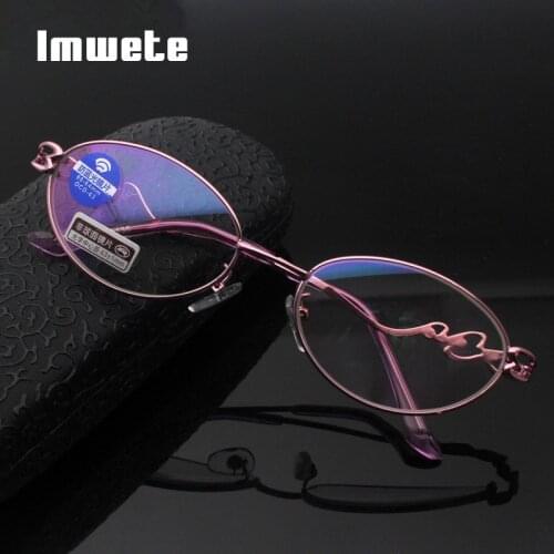 Imwete Anti Blue Light Reading Glasses Women Classic Clear Metal Eyeglasses Men Computer Eye Glasses Presbyopia +1.0 2.0 3.0 4.0