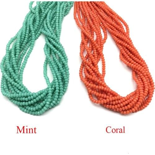 Wholesale Loose Beads 10 Strands 2x3/3x4mm Crystal Faceted Rondelle Crystal Beads Glass Beads Coral for Making Jewelry Bracelet