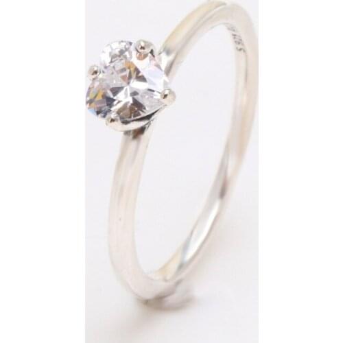 100% 925 sterling silver pandora Ring Valentines Day Zircon Pair Ring Couple EuroPe And America TransParent Love Sing