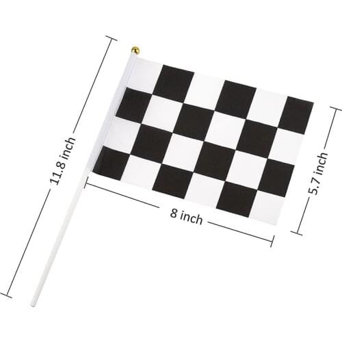 Racing Car Party Supplies Checkered Flag 8"x5.5" Plastic Stick Kids Favors Gift Racer Waving Banners Black and White Decorative