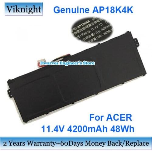 Genuine AP18K4K KT00304013 Laptop Battery For ACER Chromebook 311 C721 R721T Spin 311 R721T 11.4V 4200mAh 48Wh