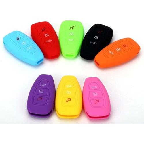 Rainbow Color Hot Silicone Car Key Cover Case for Ford Fiesta Focus Mondeo Ecosport Kuga Titanium Remote Key Shell 3 Buttons Pad