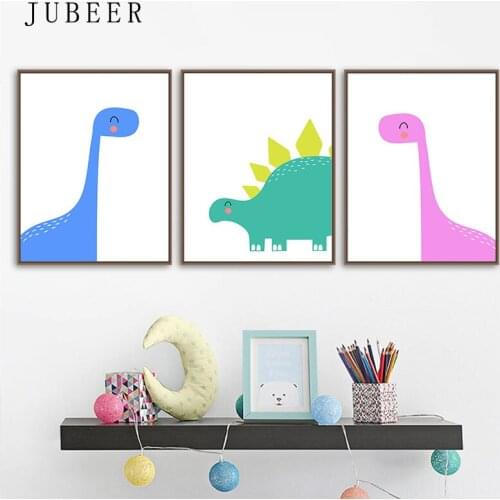 Nursery Wall Art dinosaurs Print Baby Boy Art Dinosaur Cute Animal Poster and Print Painting for Baby Room Kids Bedroom Picture