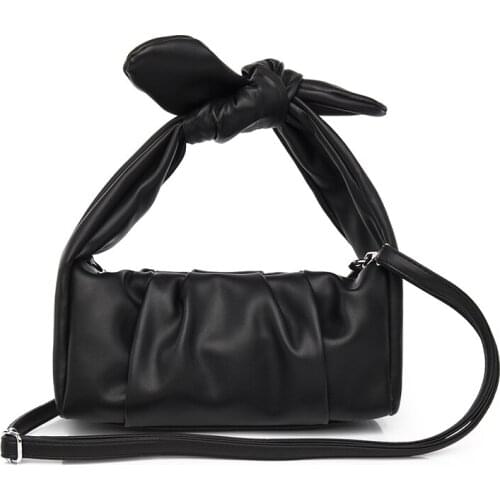 Casual Women Leather Pleated Shoulder Dumplings Samle Bag Ladies BOW Designer Luxury Handbag Female Fashion Messenger Party Bags
