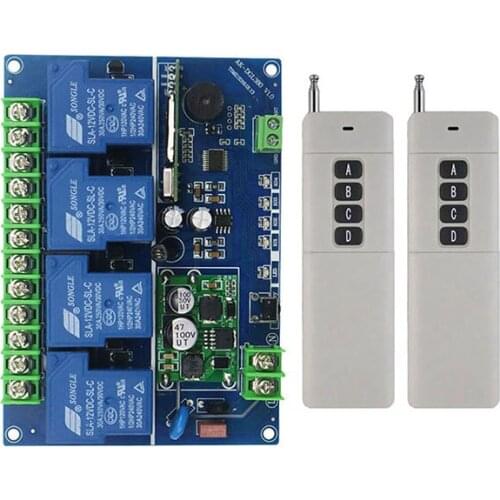 DC12V 24V 36V 48V 4CH 30A RF Wireless Remote Control Relay Switch light /lamp/ window/Garage Doors shutters projection screen