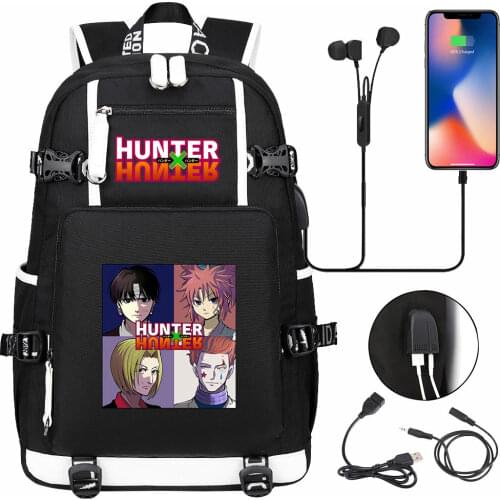 Anime HUNTERxHUNTER USB Backpack Boy Girl Bookbag Teenagers Student Schoolbags Women Men Shoulder Laptop Bags