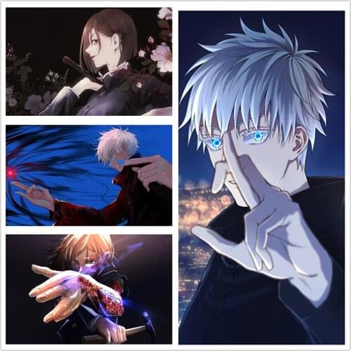 Self-adhesive Wallpapers Jujutsu Kaisen Gojo Satoru Anime Poster Wall Art Posters Prints Pictures For Kitchen Room Decoration