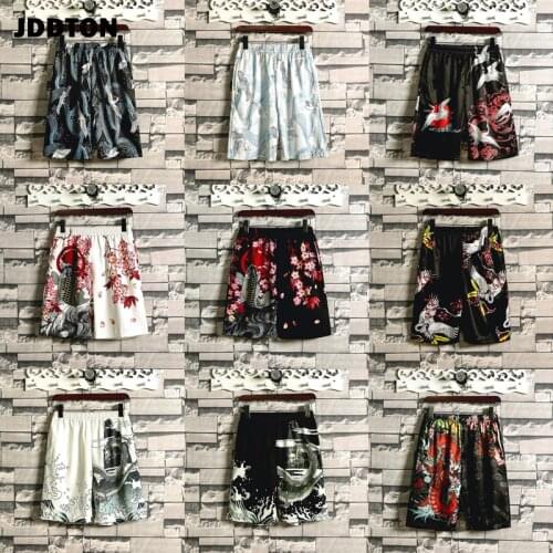 JDDTON Summer Mens Beach Shorts Japanese Style Loose Samurai Casual Homme Knee Length Shorts Comfortable Male Streetwear JE419