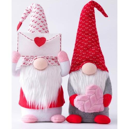 Swedish Santa Gnome Plush Doll Faceless Dwarf Doll Holding Envelope Heart Valentines Day Gift Doll Ornaments Chritmas Decor