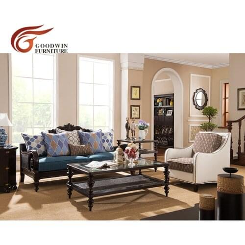 Solid wood modern classic sofa set furniture and lounge sofa chair and wooden TV cabinet and living table WA367