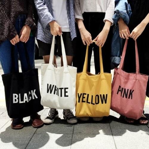 1PC Fashion Canvas Shopping Bag Women Handbag Letter Printing Storage Shoulder Tote Bag Lady Girls Gift Summer New