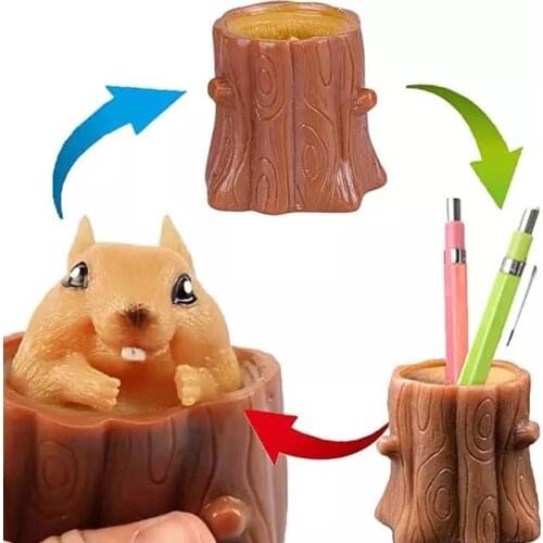 Funny Fidget Flying Mouse Cup Squeeze Toy Whole Person Antistress Evil Squirrel Mini Mouse Hand Toys Pen Holder