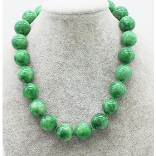 Green jade round 10/12/14/16/18mm necklace 17inch wholesale beads nature FPPJ woman 2018