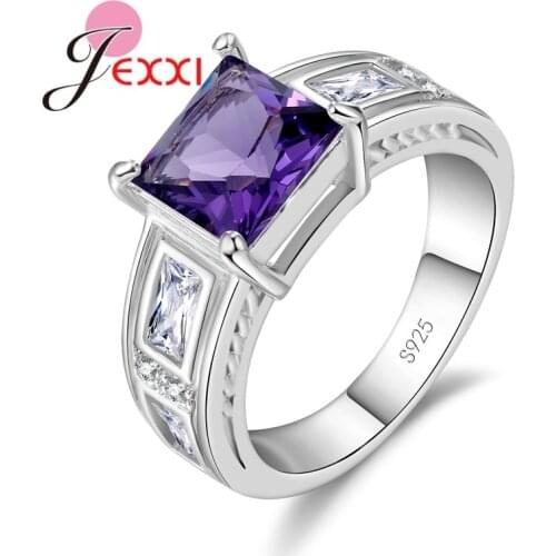 925 Sterling Silver Party Rings For Women Fashion Cubic Zircon Crystal Wedding Engagement Rings Jewelry 5Colros