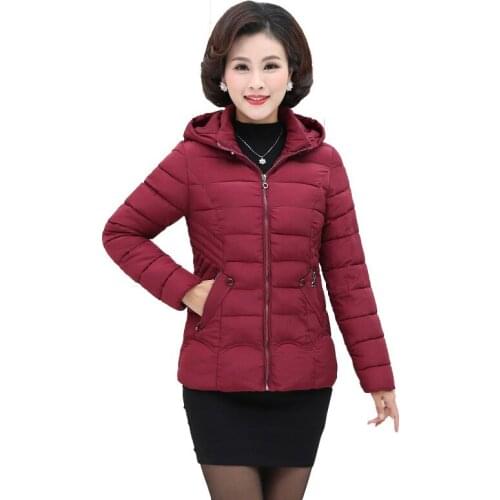 Autumn Winter Coat New Fashion Women Down Cotton Jacket Slim Large Size Mid-aged elderly Jacket Short Down Cotton Outwear T353