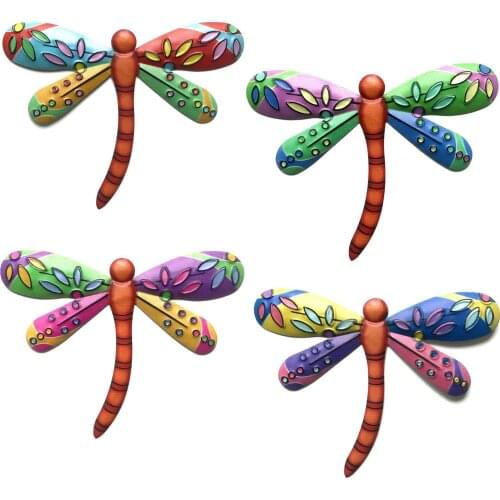 1Pcs Metal Dragonfly Artwork Statue Pendant For Garden Decoration Miniaturas Statues For Outdoor Yard Sculptures Ornaments Decor